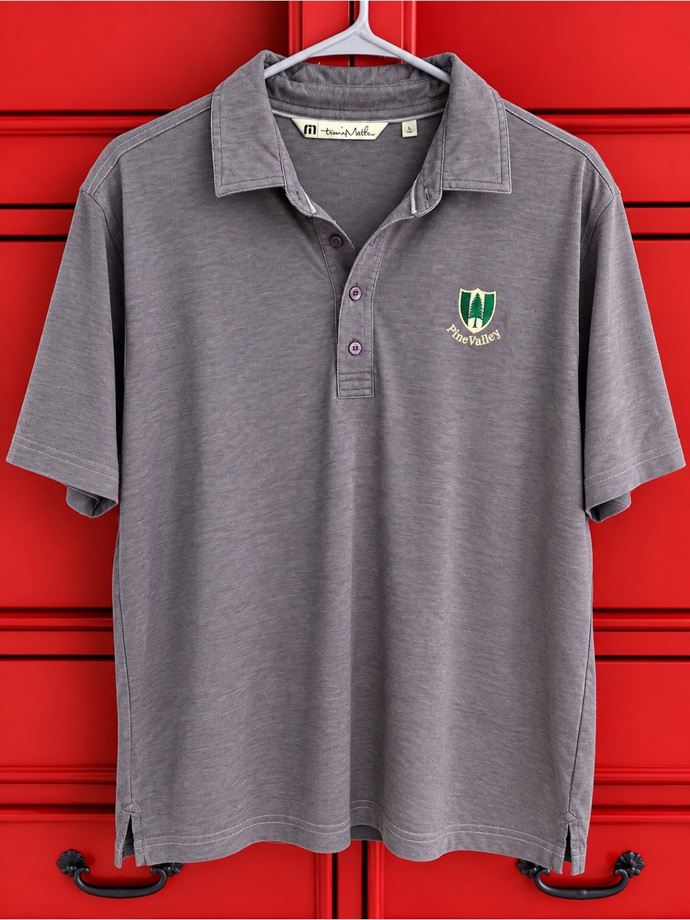 TravisMathew Pine Valley Men’s Golf Polo – Grayish Plum– Size Large